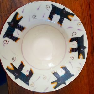 Unique hand painted pottery serving bowl